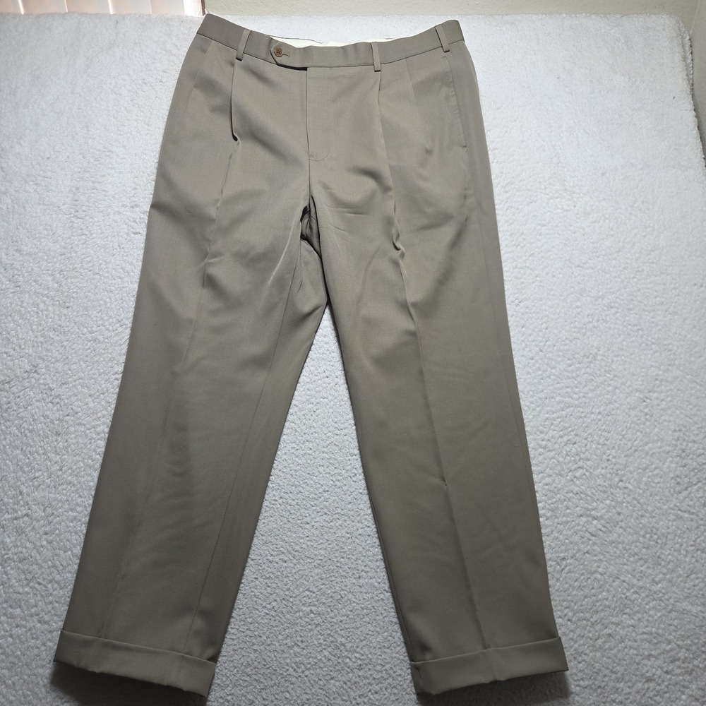 Brooks Brothers 1818 Madison Mens Wool Dress Pants 36x29 Brown Pleated